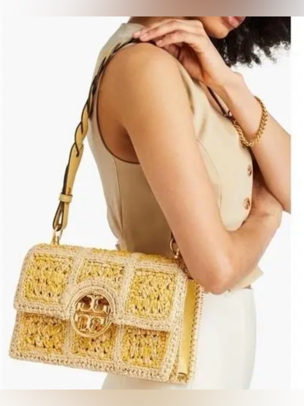 Tory Burch Yellow Miller Shoulder Bag Leather Designer Purse